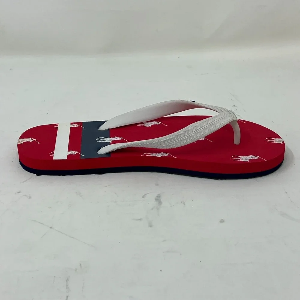 Polo Ralph Lauren Unisex Junior Flip Flop Red/ White Pony Logo US Size 5 VTG NEW